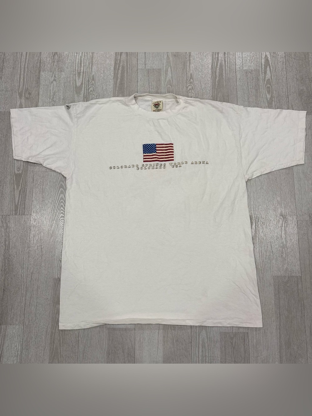 Vintage 90s Colorado Springs World Arena Graphic White T-Shirt XXL